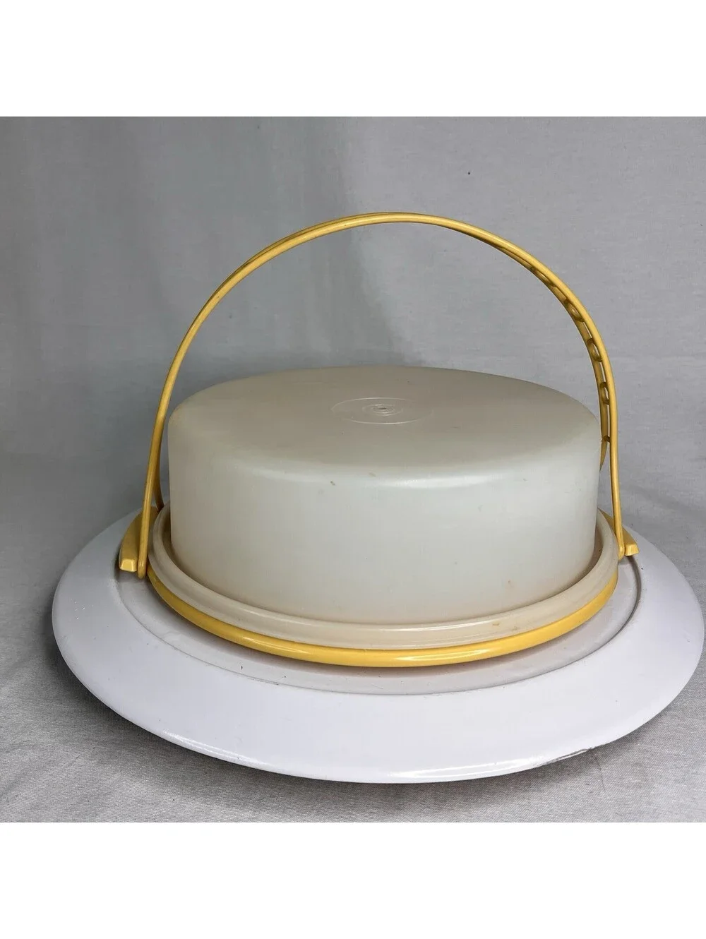 Vtg Tupperware Cake Pie Holder Taker Keeper Carrier 719 720 624 Harvest Gold